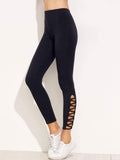 Lattice Hem High Waist Leggings