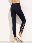 Lattice Hem High Waist Leggings