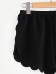 Elasticized Waist Scallop Edge Textured Shorts