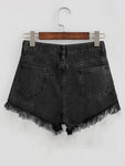 Bleach Wash Distressed Denim Shorts