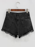 Bleach Wash Distressed Denim Shorts