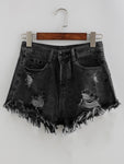 Bleach Wash Distressed Denim Shorts