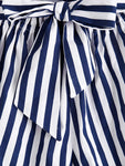 Striped Self Tie Waist Shorts