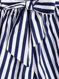 Striped Self Tie Waist Shorts