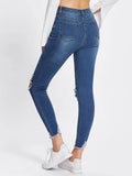 Pearl Beading Destroyed Raw Cut Hem Jeans