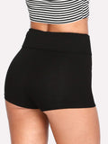 Wide Waist Solid Legging Shorts