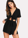 Cut Out Knot Front Romper