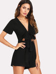 Cut Out Knot Front Romper