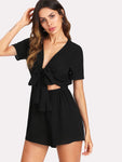 Cut Out Knot Front Romper