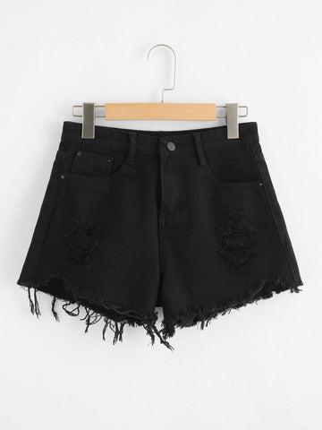 Raw Hem Denim Shorts