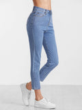 Blue High Waist Casual Jeans