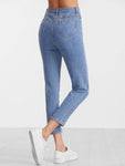 Blue High Waist Casual Jeans