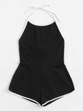 Open Back Knot Halter Romper