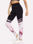 Contrast Panel Varsity-Striped Leggings