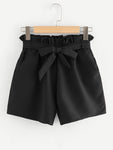 Self Tie Waist Frill Trim Shorts