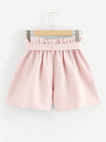 Self Tie Waist Frill Trim Shorts