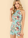 Floral Print Halter Romper