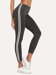 Striped Tape Side Elastic Waist Leggings