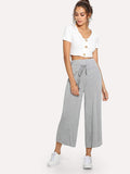 Drawstring Wide Leg Pants