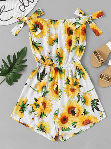 Floral Print Knot Side Romper