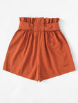 Ruffle Waist Self Tie Paperbag Shorts