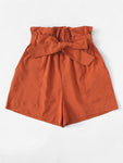 Ruffle Waist Self Tie Paperbag Shorts