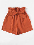 Ruffle Waist Self Tie Paperbag Shorts