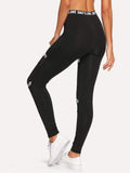 Mesh Contrast Letter Leggings