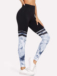 Contrast Panel Varsity-Striped Leggings