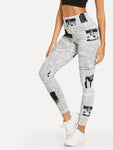 Newspaper Print Leggings