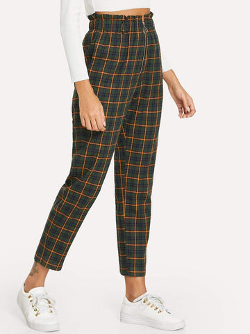 Exposed Zip Fly Plaid Peg Pants