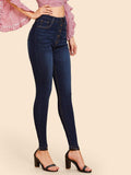 Dark Wash Button Up Skinny Jeans