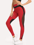 Contrast Mesh Skinny Leggings