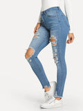 Raw Hem Ripped Jeans