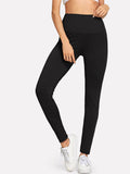 Elastic Waist Solid Leggings