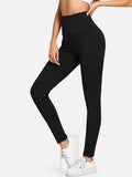 Elastic Waist Solid Leggings