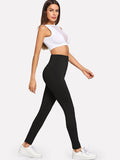 Elastic Waist Solid Leggings