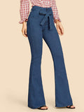 Tie Waist Flare Leg Jeans