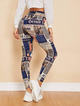 Newspaper Print Leggings