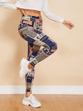 Newspaper Print Leggings