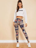 Newspaper Print Leggings