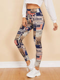 Newspaper Print Leggings