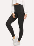 High Waist Solid Skinny Leggings