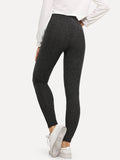 High Waist Solid Skinny Leggings