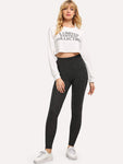 High Waist Solid Skinny Leggings