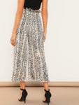 Paperbag Waist Snakeskin Wide Leg Pants