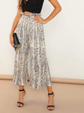 Paperbag Waist Snakeskin Wide Leg Pants