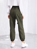 Pocket Side Drawstring Waist Pants