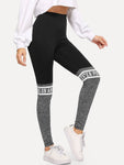 Cut And Sew Letter Print Leggings