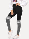 Cut And Sew Letter Print Leggings